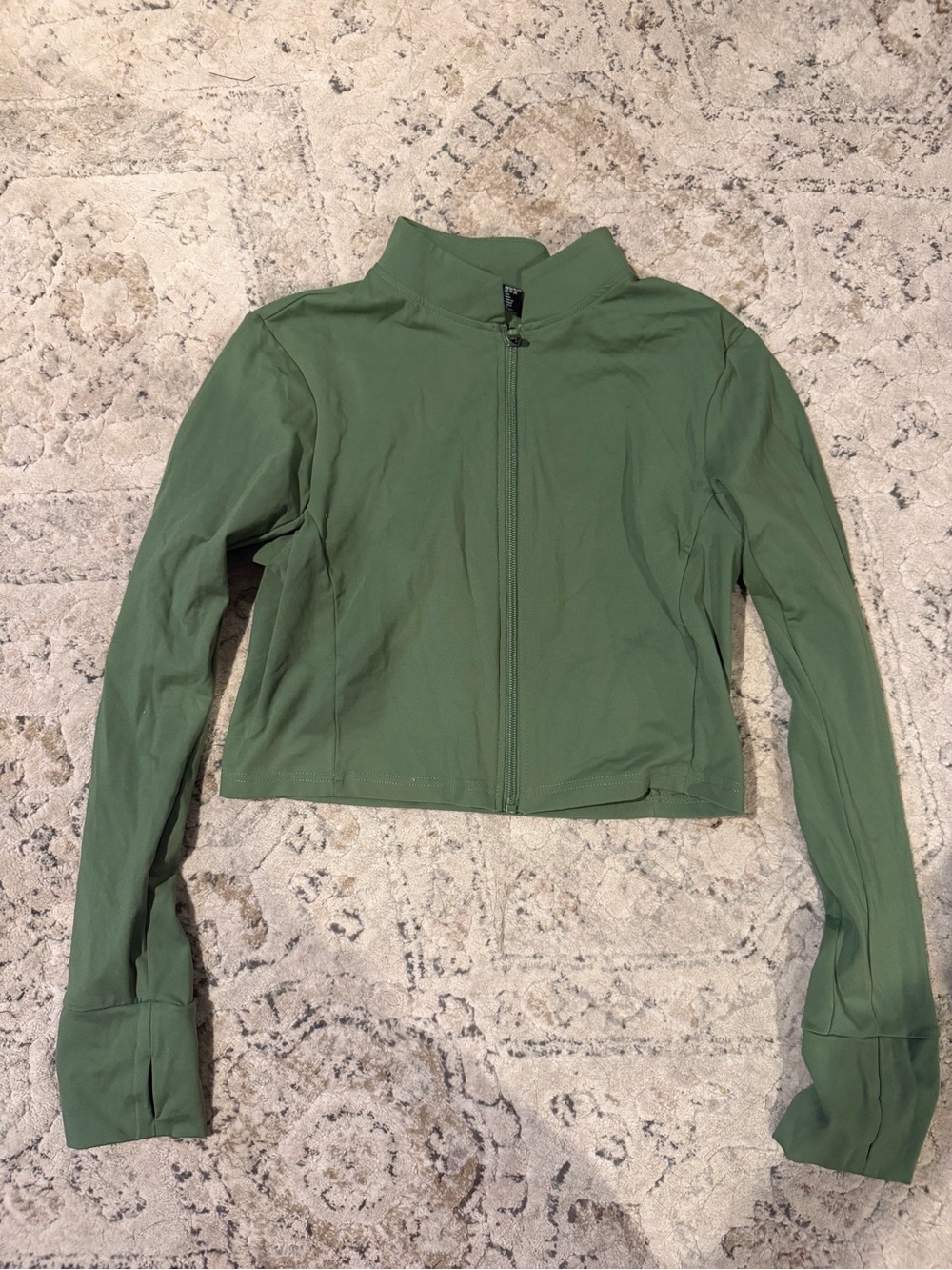 Balance Athletica Olive Utility Cropped Zip Jacket